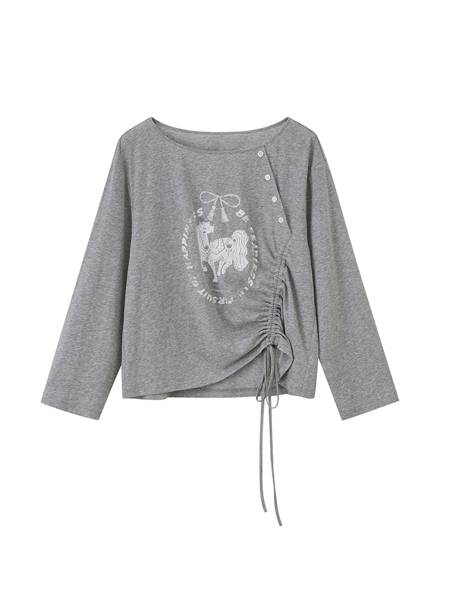 Bohemian Bow Pony Print Cropped Sleeve Tee