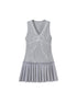 DIDDI MODA Elegant V Neck Lace Bow Ruffle Knit Dress