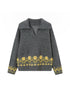 DIDDI MODA Fair Isle Embroidered Polo Neck Sweater