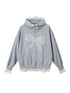 DIDDI MODA Lace Bow Gray Hoodie Sweatshirt Casual Oversized Top