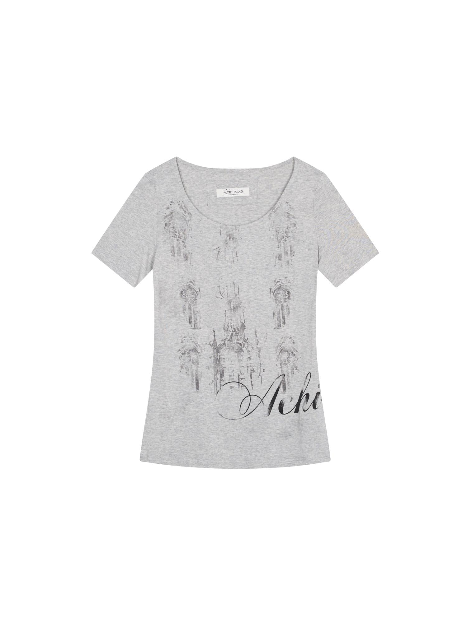 Achihara Romantic Print Modal Cotton Stretch Knit T-Shirt