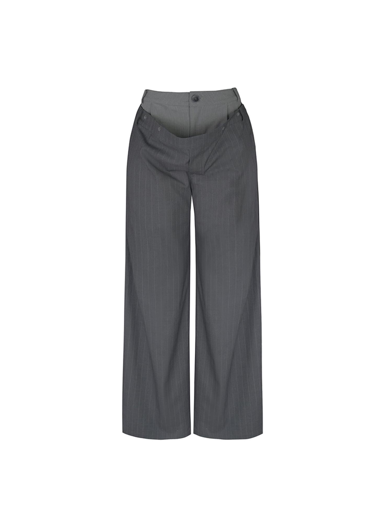 STRIKE A POSE Trendy Drop-Crotch Wide-Leg Pants With Double Waistband