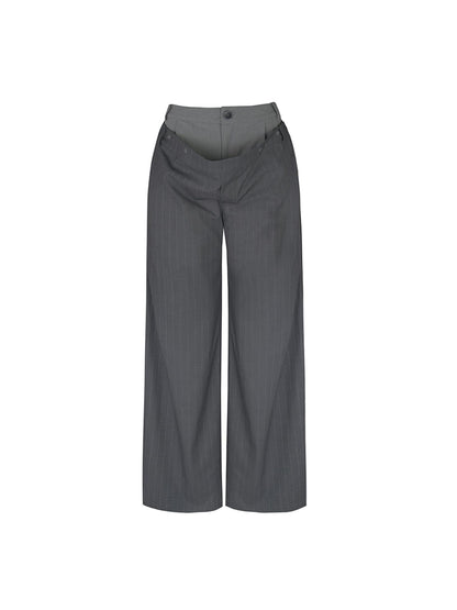 STRIKE A POSE Trendy Drop-Crotch Wide-Leg Pants With Double Waistband