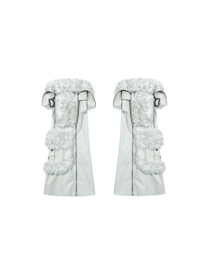 Ariadnaw Punk Rock Low Rise Leather Shorts With Wool Leg Warmers