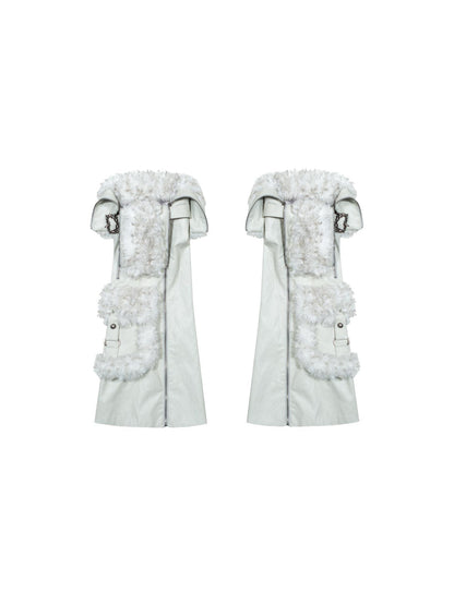 ARIADNAw Ariadnaw Punk Rock Low Rise Leather Shorts With Wool Leg Warmers