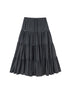 DIDDI MODA Casual Khaki Tiered A Line Skirt With Layered Ruffles