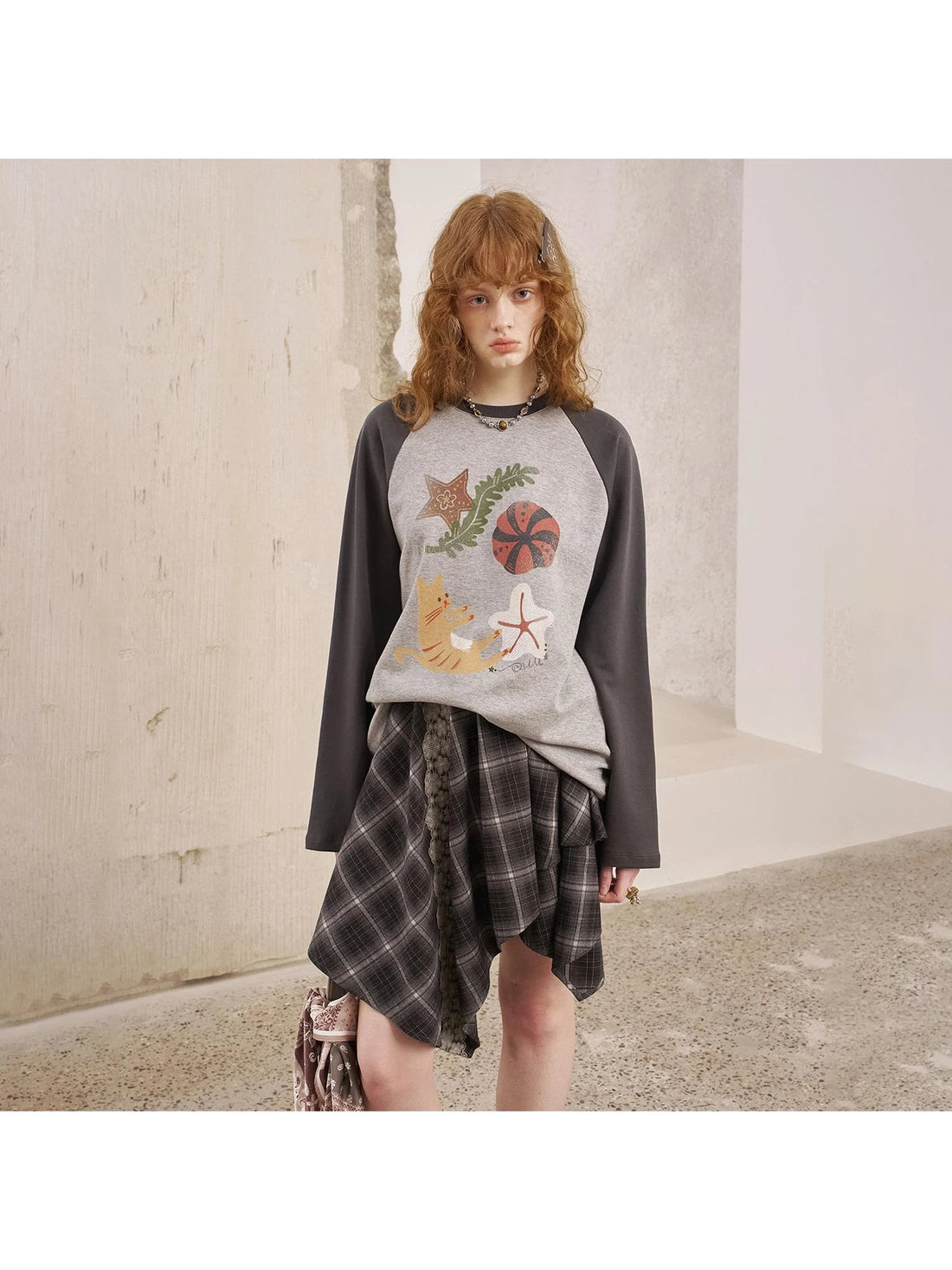 Ocean Floating Cat Print Oversized Tee