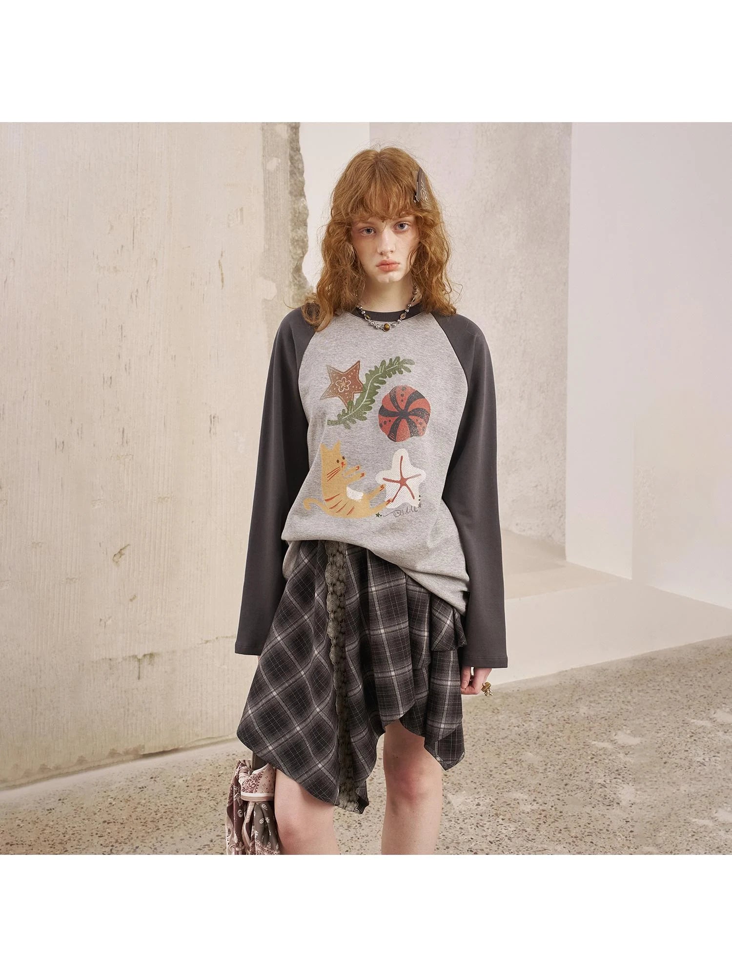 Ocean Floating Cat Print Oversized Tee
