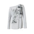 NO ROMANCE Oversized Punk Print Off-Shoulder Long Sleeve T-Shirt