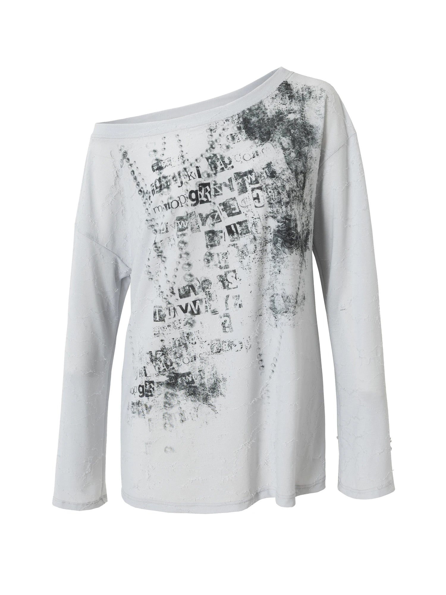 Oversized Punk Print Off-Shoulder Long Sleeve T-Shirt