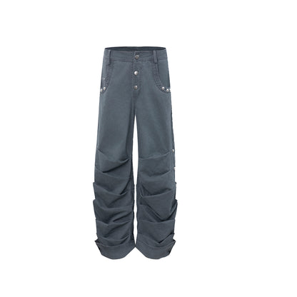 Doublepunch Low Mid Rise Loose Stacked Washed Cotton Pants