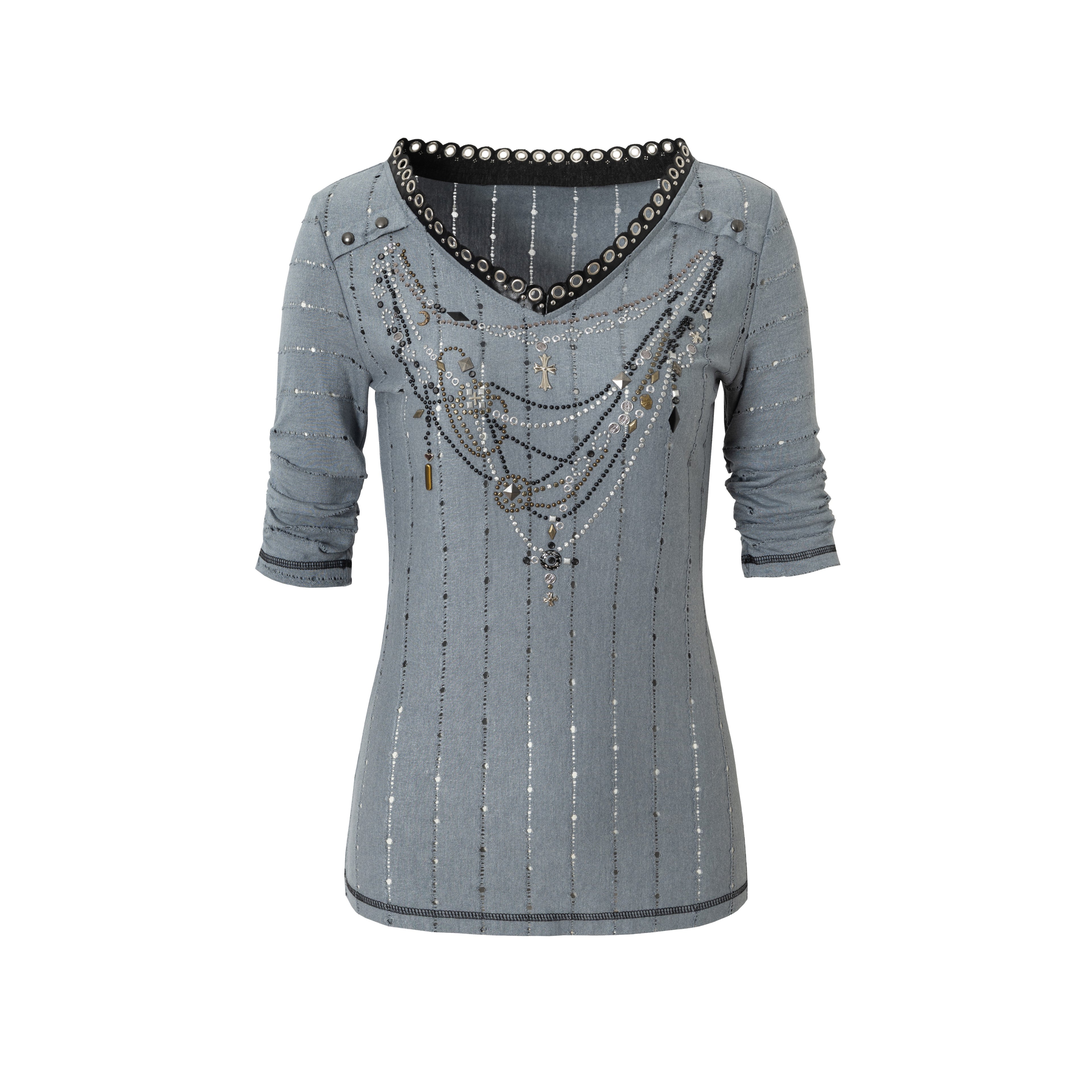 Vintage Punk Royal V-Neck T-Shirt With Detachable Apron