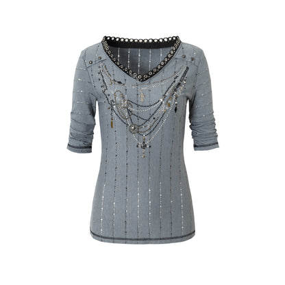 Vintage Punk Royal V-Neck T-Shirt With Detachable Apron