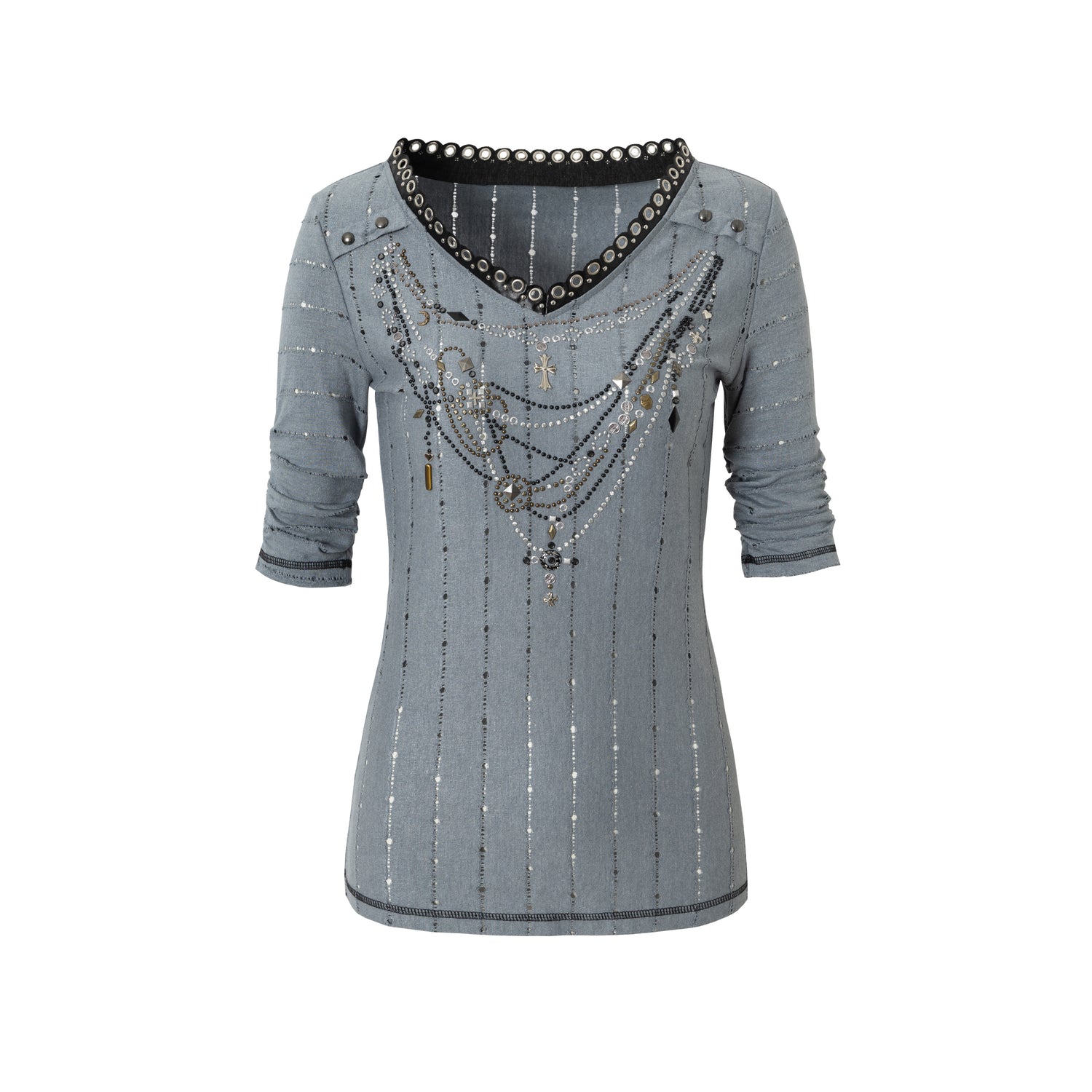 Vintage Punk Royal V-Neck T-Shirt With Detachable Apron