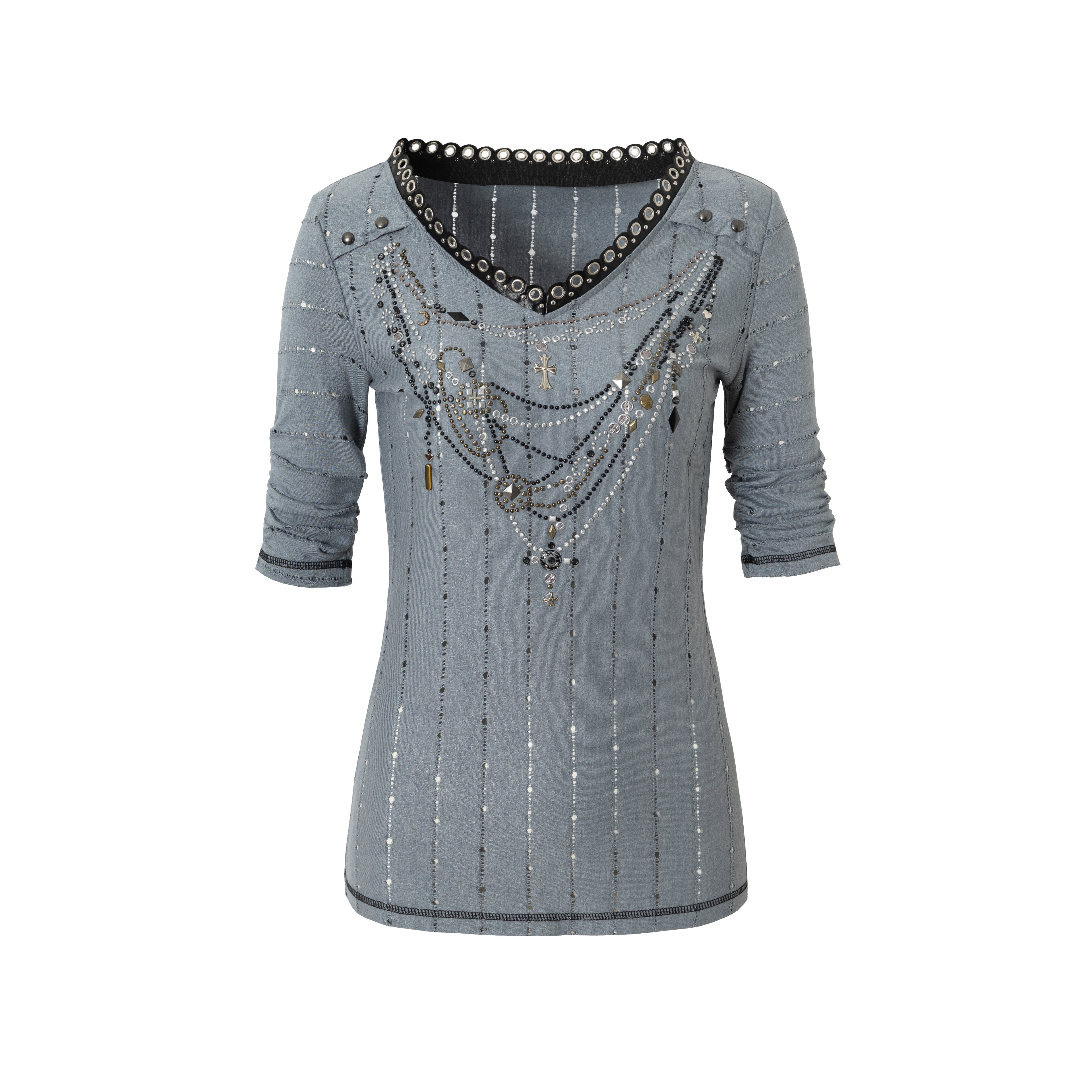 Vintage Punk Royal V-Neck T-Shirt With Detachable Apron