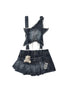 WSW WUSHENWU Playful Bear Detachable Denim Jumpskirt