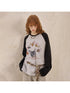 DIDDI MODA Retro Cat Coin Raglan Sleeve Tee
