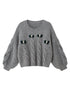 DIDDI MODA Butterfly Bow Cable Knit Sweater