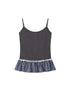 DIDDI MODA Pleated Lace Trim Contrast Slim Camisole