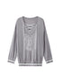 DIDDI MODA Vintage Lace Up V Neck Knit Top With Embroidered Crest