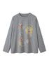 DIDDI MODA Floral Shell Print Loose Fit Long Sleeve Tee