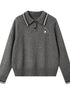 Academy Style Polo Knit With Embroidered Kitty And Heart