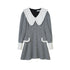 DIDDI MODA Spring Princess Puff Sleeve Pearl Button Flared Dress