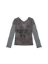 ARIADNAw Ariadna Gothic Print V Neck Tee Punk Streetwear Women Top