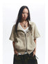 Loose Stand Collar Multi Panel Ribbed Hoodie With Double Zipper