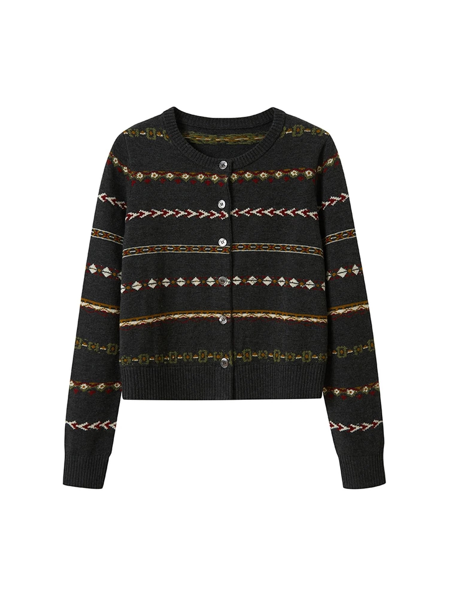 Vintage Icelandic Fair Isle Cropped Cardigan