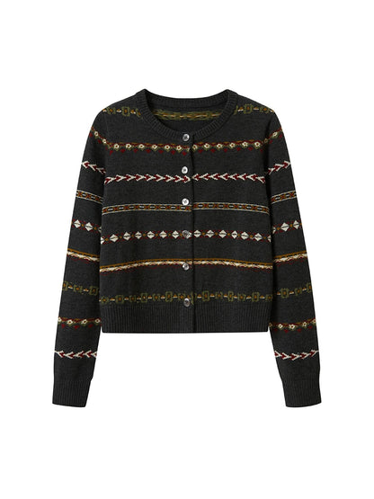 Vintage Icelandic Fair Isle Cropped Cardigan