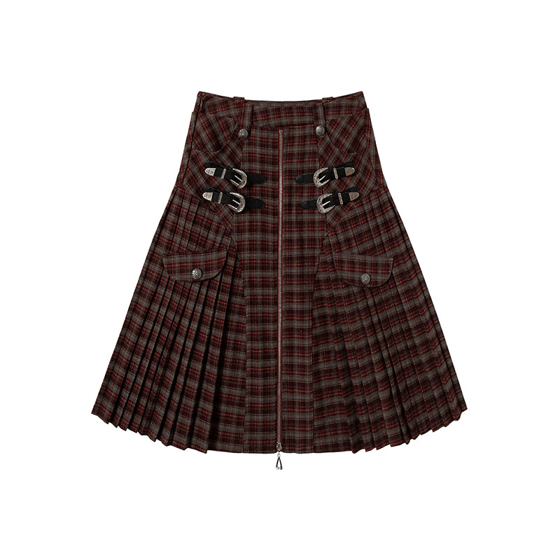 NO ROMANCE Vintage Punk Plaid A-Line Pleated Mini Skirt Dress