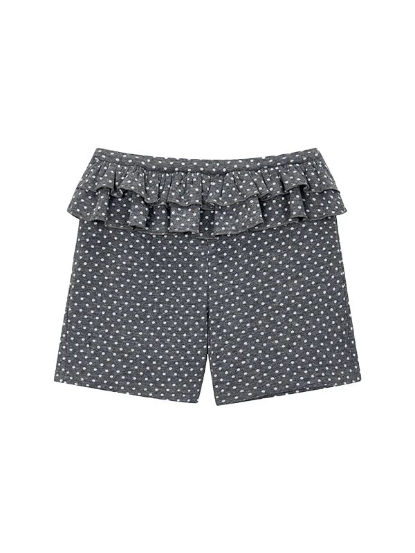 Spring Gray Polka Dot Lace Shorts For Girls