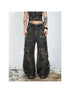 Peoplesense Vintage Washed Distressed Loose Fit Wide Leg Denim Jeans