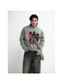 Peoplesense Grey Winter Lazy Print Knit Sweater Cozy Casual Pullover