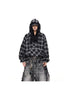Peoplesense Unisex Checkered Contrast Drawstring Half Zip Hoodie