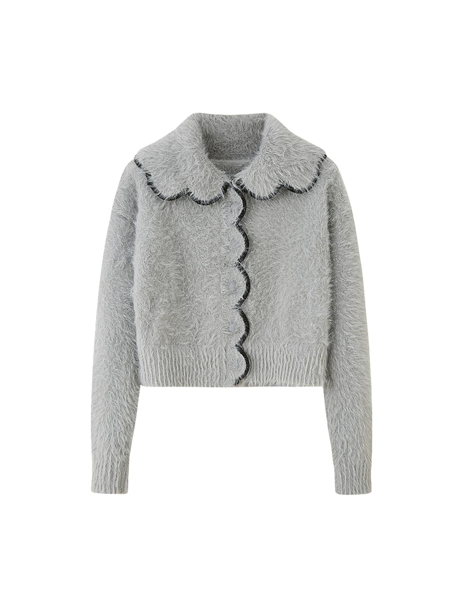 DIDDI MODA Fluffy Cozy Knit Set With Lace Trim