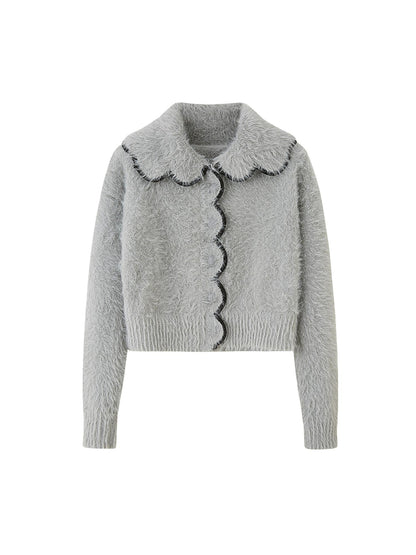 DIDDI MODA Fluffy Cozy Knit Set With Lace Trim