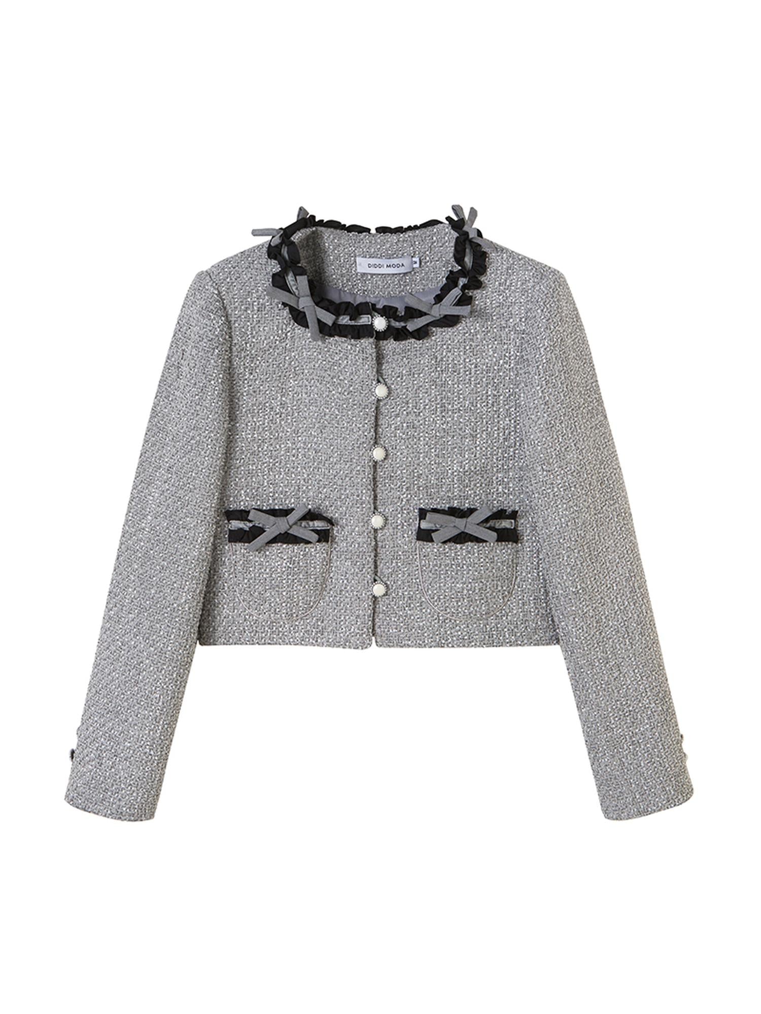 DIDDI MODA Butterfly Bow Knit Set With Pleated Skirt
