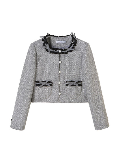 DIDDI MODA Butterfly Bow Knit Set With Pleated Skirt