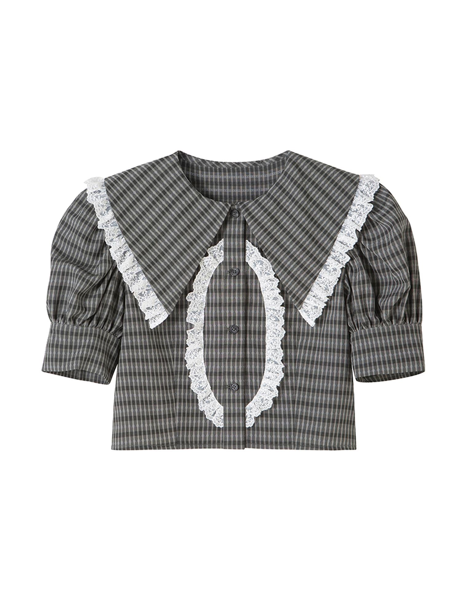 DIDDI MODA Sweet Tart Plaid Set Puff Sleeve Top Pleated Skirt