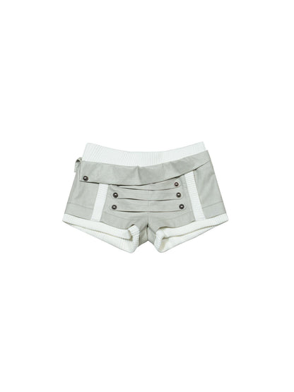 ARIADNAw Ariadnaw Punk Rock Low Rise Leather Shorts With Wool Leg Warmers