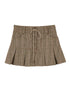 DIDDI MODA Cross Lace Vintage Pleat Denim Skirt
