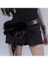 WSW WUSHENWU Black Pearl Rhinestone Cutout High Waist Slim Fit Pants
