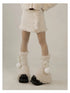 White Fluffy Christmas Schoolgirl Outfit Winter Skirt Set