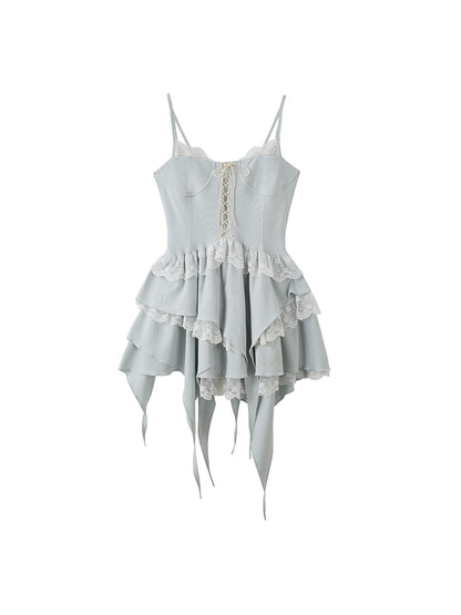DIDDI MODA Broken Lace Ballet Slip Dress Knit Crop Bolero