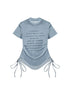 WSW WUSHENWU Adjustable Flash Print Stretch Mesh Top With Drawstring