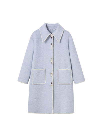 DIDDI MODA Vintage Shell Embroidered Wool Coat