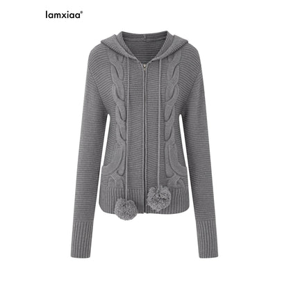 iamxiaa_3d_Cable_Double_Face_Knit_Hooded_Pompom_Short_Loose_Women&