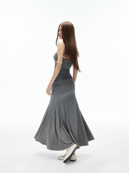 iamxiaa 3d Ruching Strapless Fitted Lowrise Paneled Mermaid Women&
